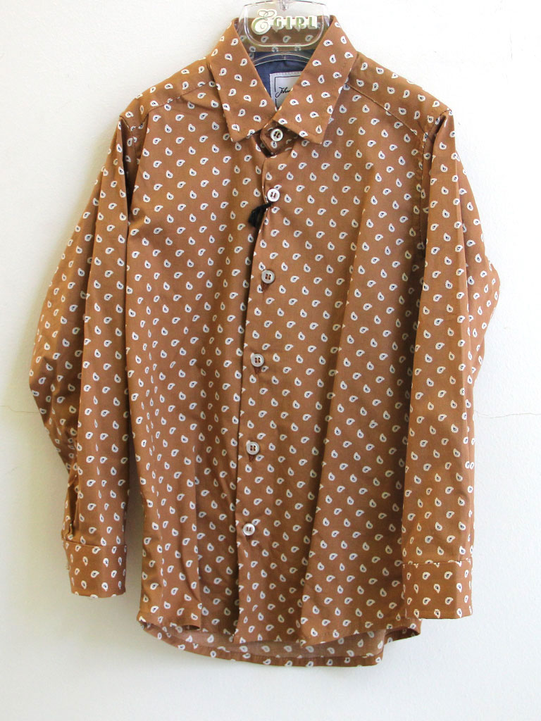 Πουκάμισο μελί με μπεζ σχεδιάκια